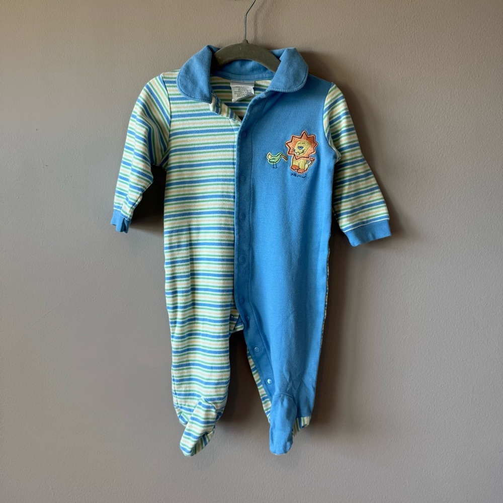 Vintage Carter’s 2001 Baby 100% Cotton Lion Striped Footed Sleeper 6-9 months